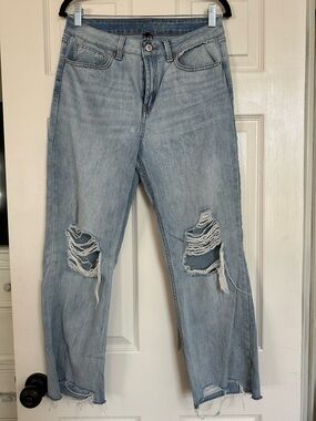 Rewash Light Blue Straight-Leg Distressed Jeans
